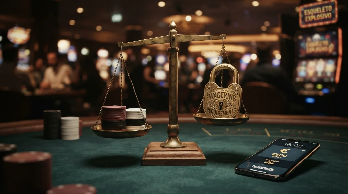 Balanza con un billete de doscientos euros y un candado con la palabra wagering