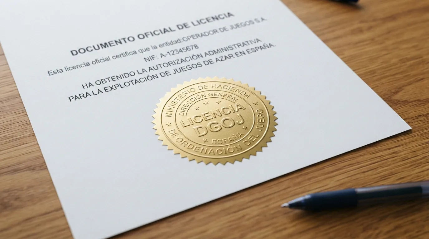 Sello de licencia DGOJ y dominio .es en el pie de un casino online español