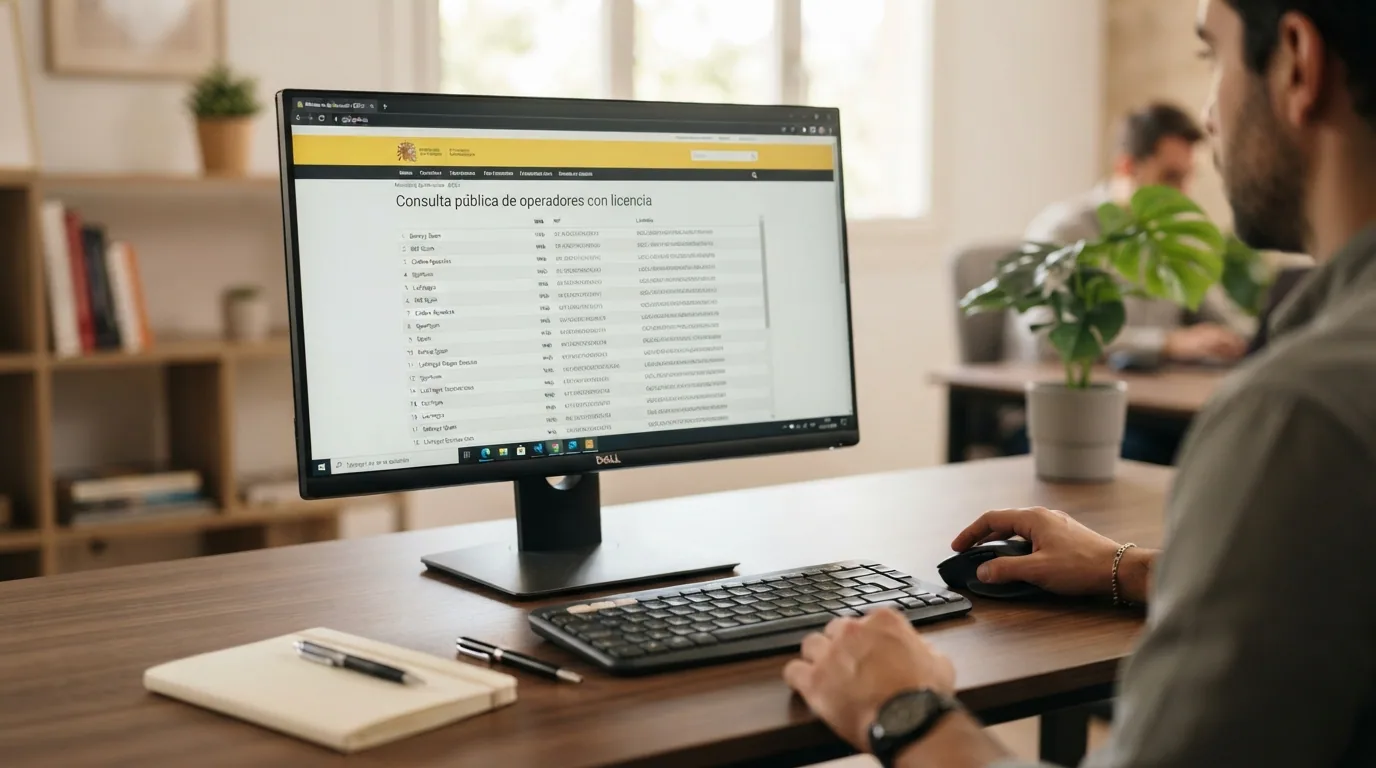 Pantalla del buscador público de operadores con licencia de la DGOJ con un resultado de búsqueda activo