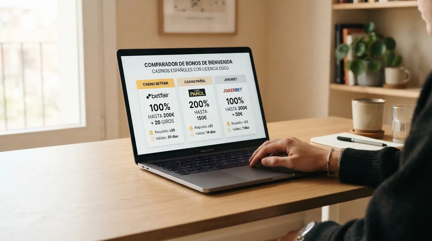 Tabla visual simplificada con los bonos de bienvenida del conjunto de operadores destacados