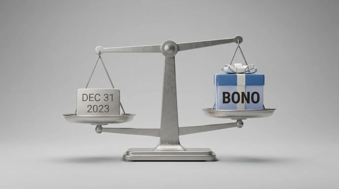 Ilustración conceptual de una balanza que compara casinos: un lado muestra un regalo con texto de bono, el otro un calendario sin marcar