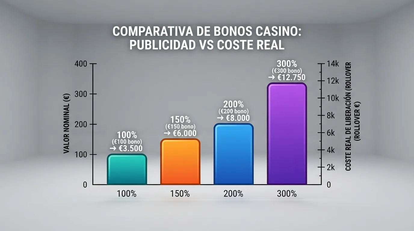 Gráfico comparativo de cuatro porcentajes de bono con valor nominal y coste de liberación