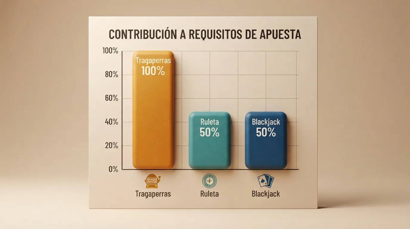 Visualización de la contribución al requisito de apuesta según el tipo de juego