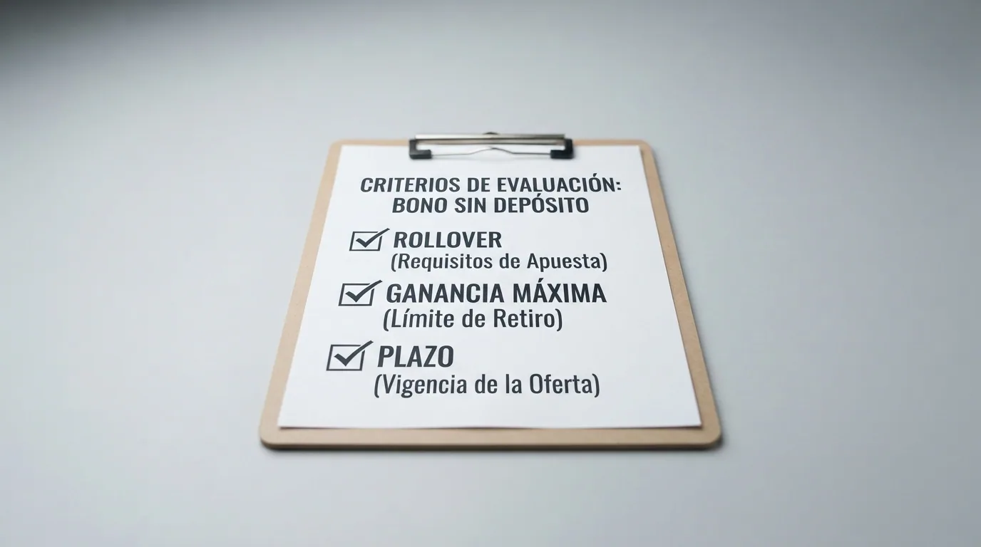checklist visual con los tres criterios de evaluación: rollover, ganancia máxima y plazo