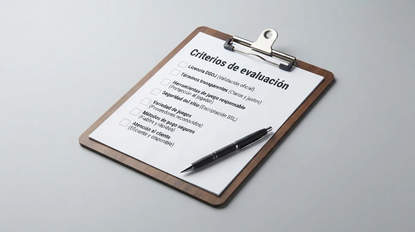 lista de verificación con los criterios de evaluación sobre un fondo de pantalla de ordenacionjuego.es
