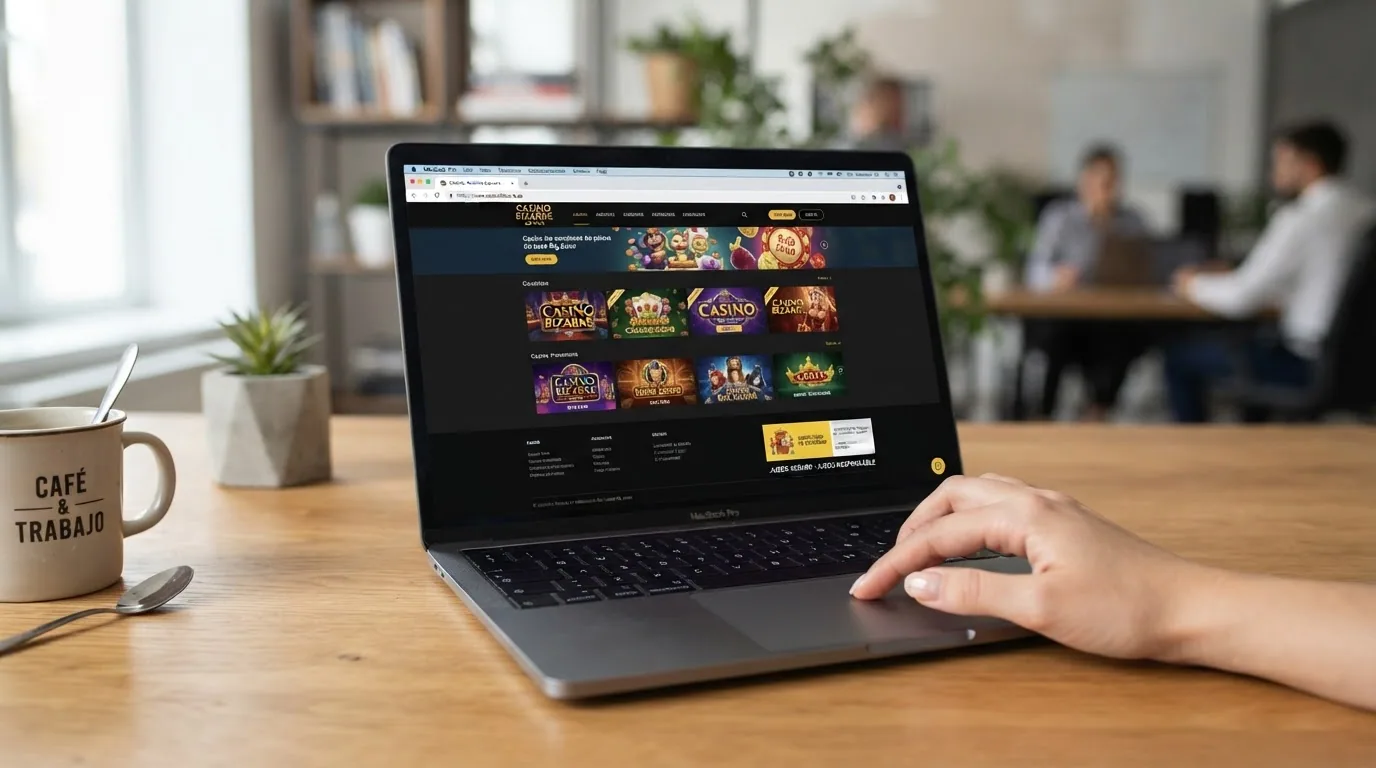 Interfaz de casino español con el dominio .es y el sello DGOJ visibles en pantalla