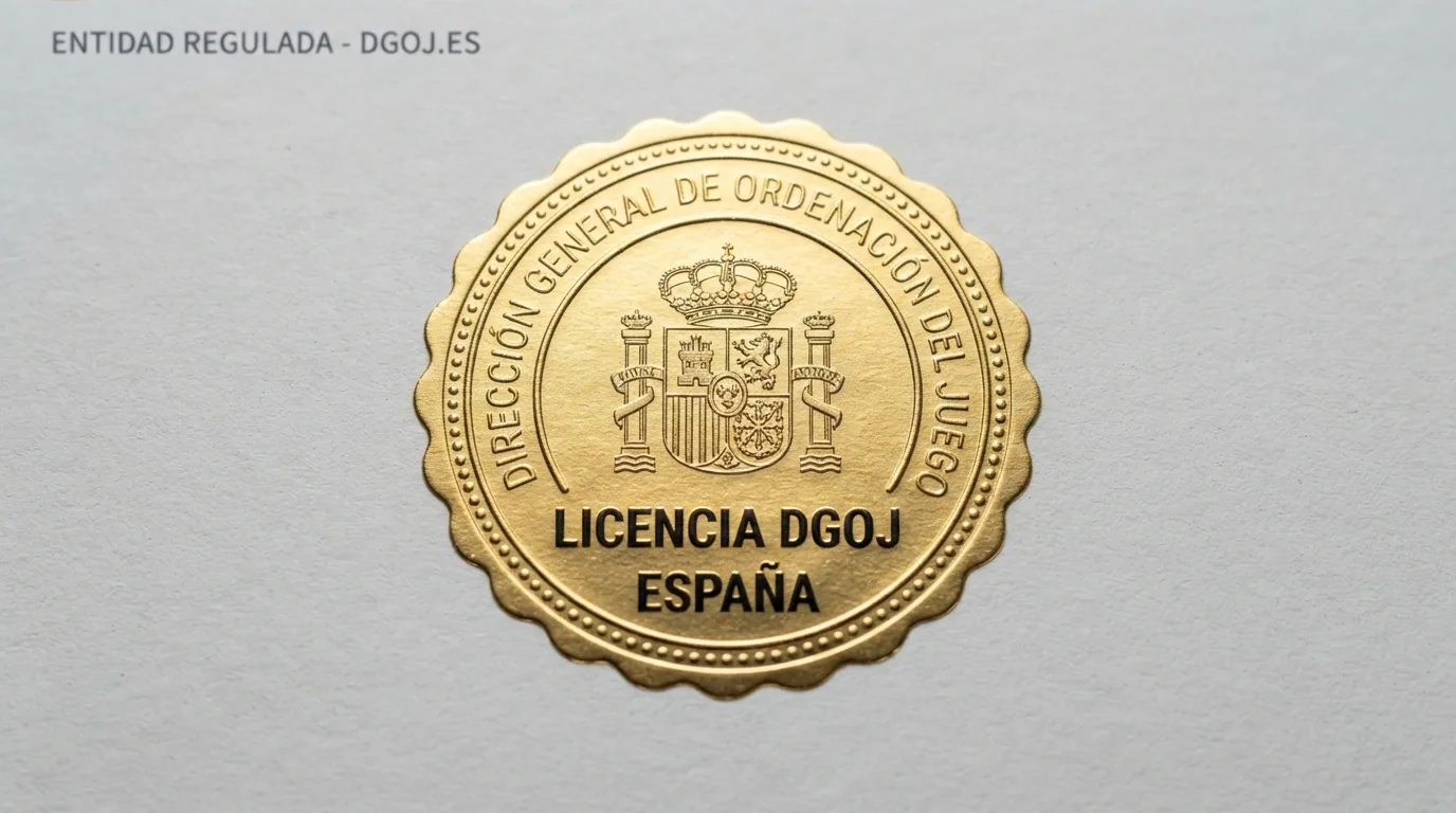 Sello o logotipo de la DGOJ junto a un dominio .es en la barra del navegador