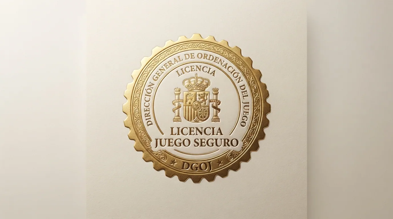 Sello de licencia DGOJ visible en la página de un operador con dominio .es