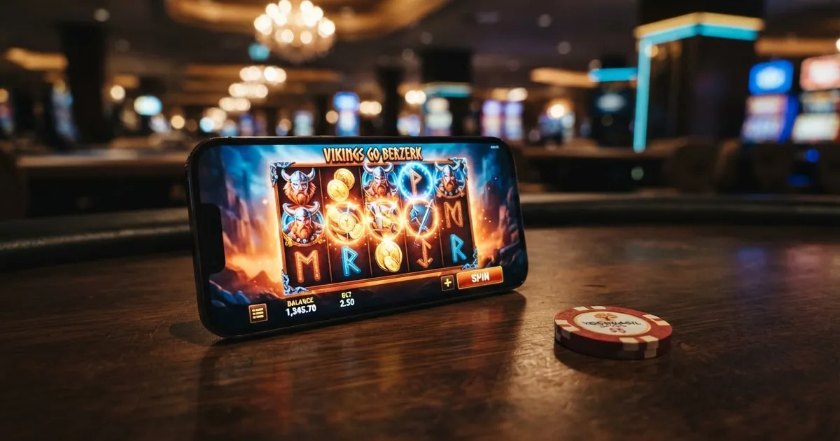 Collage visual de slots Yggdrasil emblemáticas sobre un fondo de lobby de casino online español