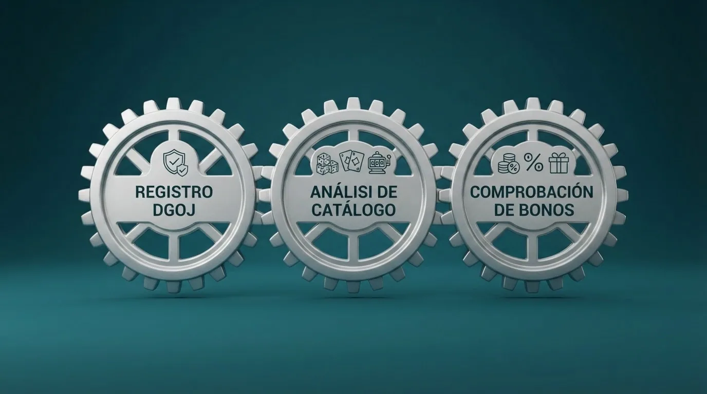 Representación del proceso de verificación: registro DGOJ, análisis de catálogo y comprobación de condiciones