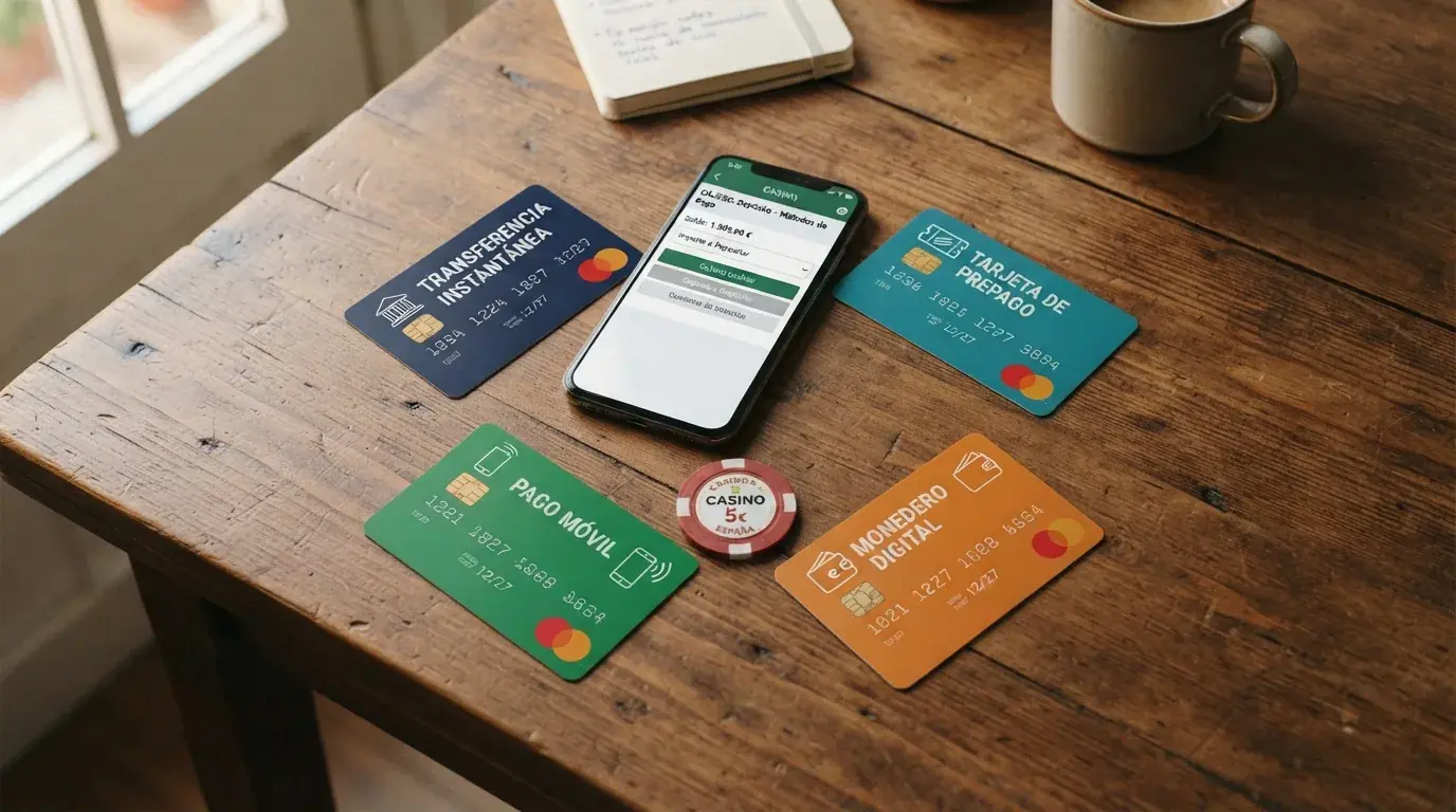 Iconos de Bizum, PayPal, Paysafecard y Trustly como métodos de pago disponibles en casinos online españoles
