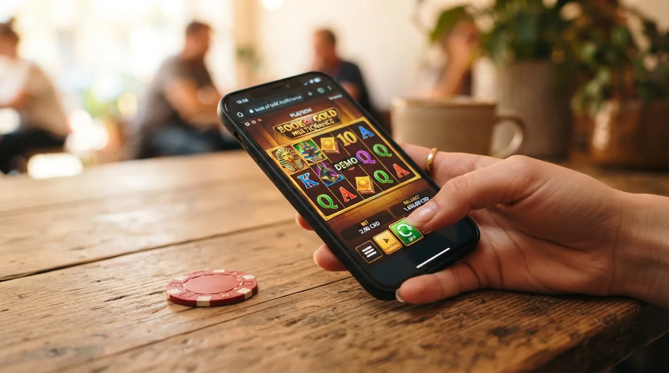 pantalla de un slot Playson en modo demo con el indicador de saldo ficticio visible