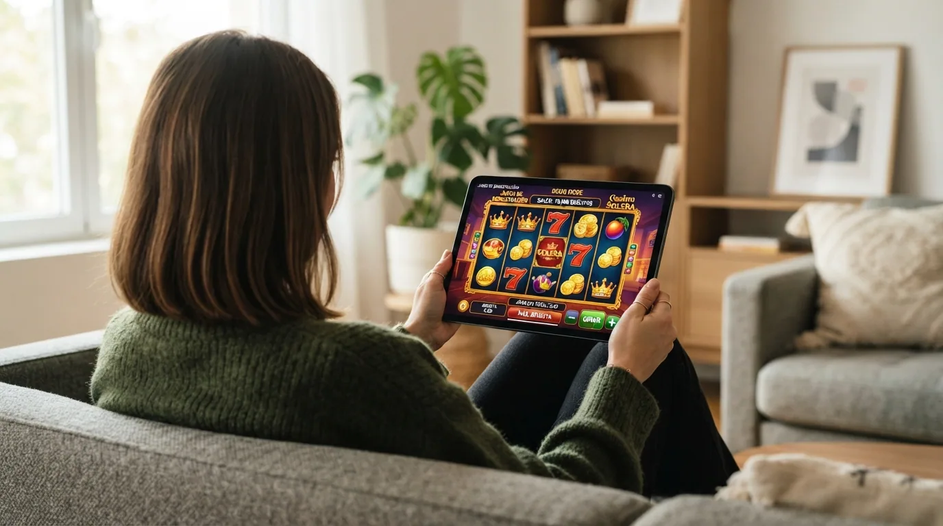 Pantalla de modo demo de una tragamonedas popular en un casino nuevo con licencia DGOJ mostrando el saldo ficticio