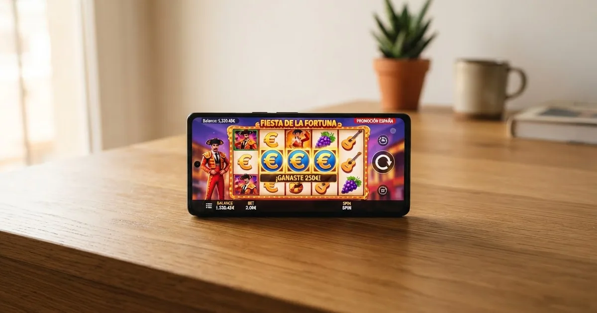 Jugador consultando promociones de casino online desde una pantalla con fichas y cartas visibles