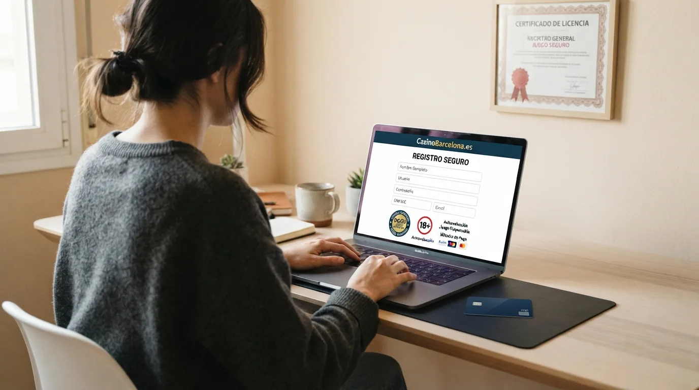 Jugador registrándose en un casino online con licencia española