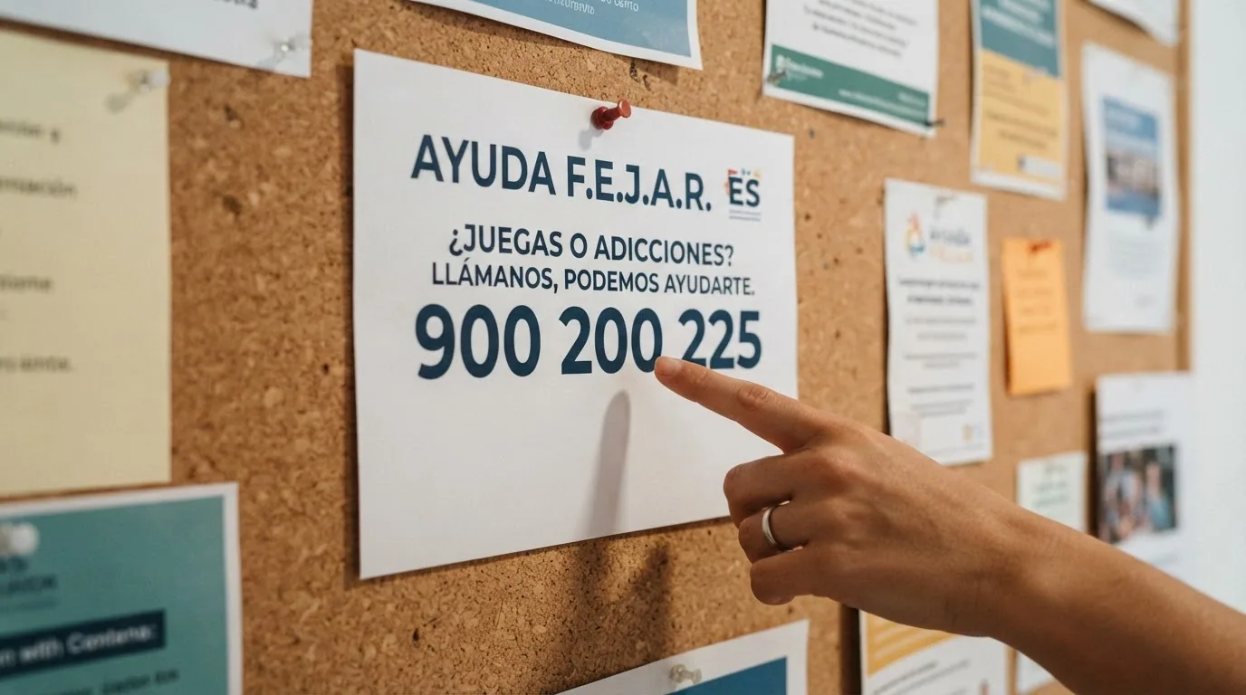 Cartel con el teléfono gratuito 900 200 225 de FEJAR