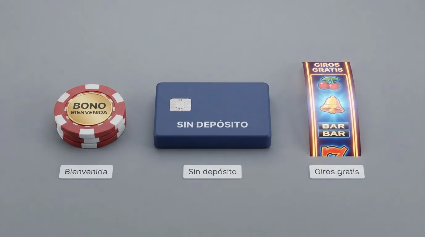 Infografía con los tres tipos de bono de casino y sus condiciones reales