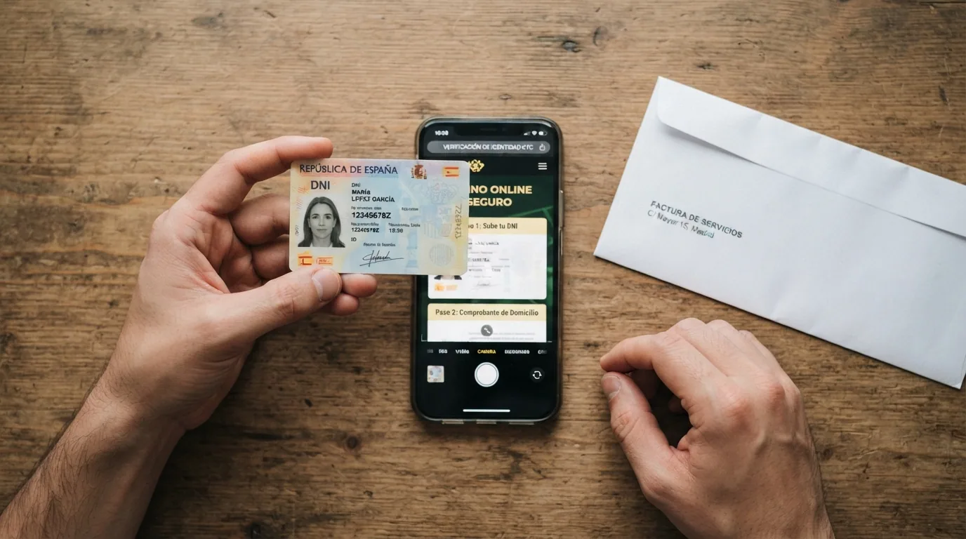 Jugador subiendo el DNI y un comprobante de domicilio para completar la verificación KYC